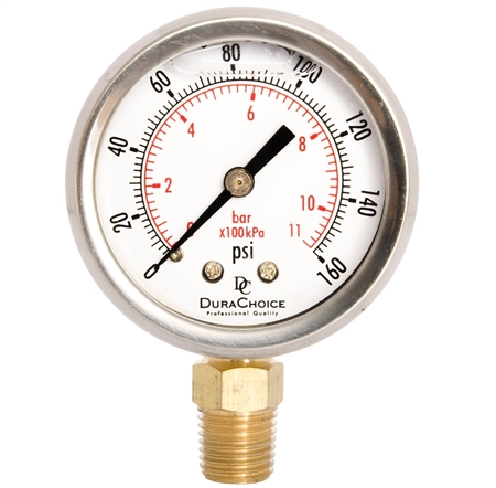 DuraChoice PB204L-160 Pressure Gauge, 2