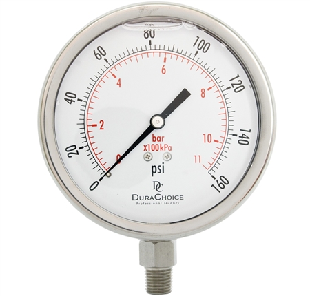 DuraChoice PS404L-160 Pressure Gauge, 4